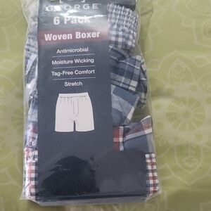 George Men's Plaid Woven Boxer 6 Pack NWT